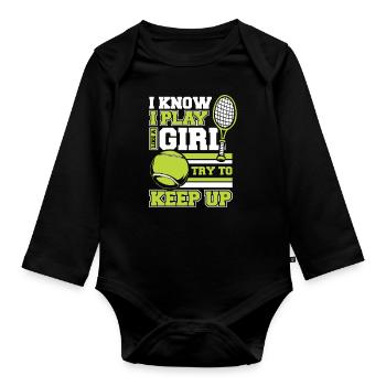Tennis tennis player - Organic Longsleeve Baby Bodysuit - black - Front