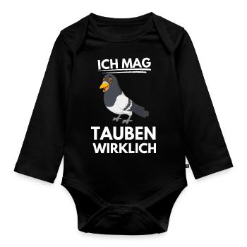 Taubenrennen Vogel Tier Lustiges Geschenk Taube - Baby Bio-Langarm-Body - Schwarz - Vorne