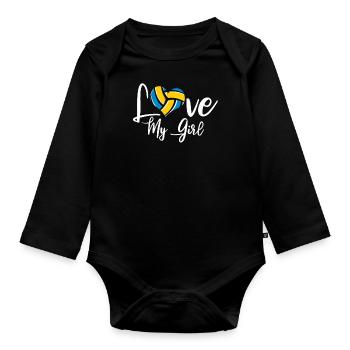 Volleyball Volleyballer Mama Love My Girl - Baby Bio-Langarm-Body - Schwarz - Vorne