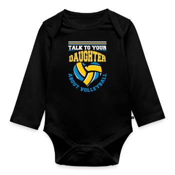 Volleyball Volleyballer Tochter - Baby Bio-Langarm-Body - Schwarz - Vorne