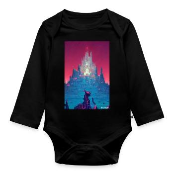 Schloss Burg Festung Architektur Landschaft - Baby Bio-Langarm-Body - Schwarz - Vorne