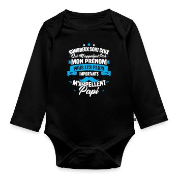 Les plus importants mappellent papi / Cadeau papi - Body Bébé bio manches longues - noir - Devant