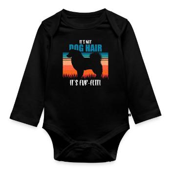 Australian Shepherd Geschenk - Baby Bio-Langarm-Body - Schwarz - Vorne