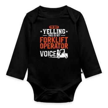 Certified Forklift Truck Operator - Organic Longsleeve Baby Bodysuit - black - Front