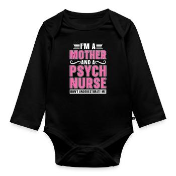 Krankenschwester Mutter - Baby Bio-Langarm-Body - Schwarz - Vorne