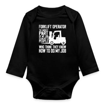 Certified Forklift Truck Operator - Baby Bio-Langarm-Body - Schwarz - Vorne