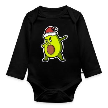 Avocado Christmas Santa Claus - Organic Longsleeve Baby Bodysuit - black - Front