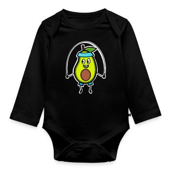Avocado Seilspringen - Baby Bio-Langarm-Body - Schwarz - Vorne