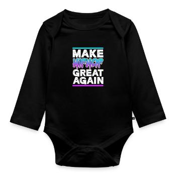 Hip Hop Rap Music Rapper Hiphop Gift - Body Bébé bio manches longues - noir - Devant