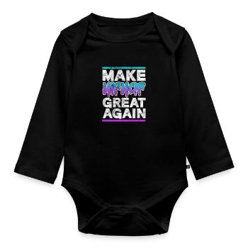 Hip Hop - Baby Bio-Langarm-Body - Schwarz - Vorne