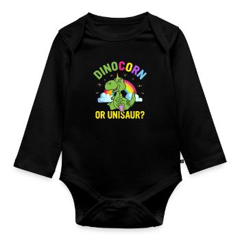 Funny Cute Dinosaur Unicorn - Dinocorn ou unisaure - Body Bébé bio manches longues - noir - Devant