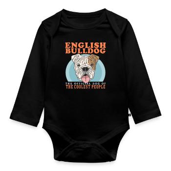 English Bulldog English Bulldog Dog Gift - Organic Longsleeve Baby Bodysuit - black - Front
