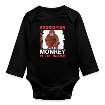 Orangutan Monkeys Orangutan Gift - Organic Longsleeve Baby Bodysuit - black - Front