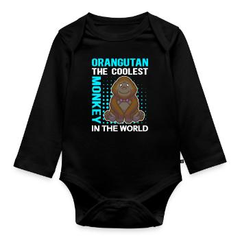 Orangutan | Monkey Orangutan Gift - Organic Longsleeve Baby Bodysuit - black - Front