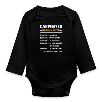 Carpenter Hourly Wage Gift - Organic Longsleeve Baby Bodysuit - black - Front