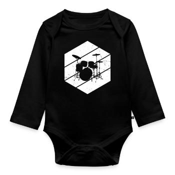 Drum Kit Percussionist Drums Women - Organic Longsleeve Baby Bodysuit - black - Front