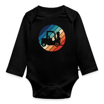 Certified Forklift Truck Operator - Organic Longsleeve Baby Bodysuit - black - Front