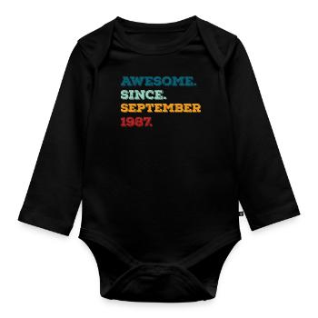Anniversaire Septembre 1987 Naissance Année de naissance - Body Bébé bio manches longues - noir - Devant