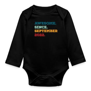 Anniversaire septembre 2022 Né Année de naissance - Body Bébé bio manches longues - noir - Devant