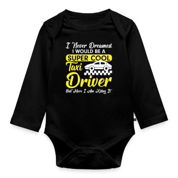Superhero Taxi Driver Work Taxis Profession - Organic Longsleeve Baby Bodysuit - black - Front