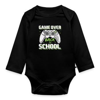 Start of School Game Over Gaming First day of school - Organic Longsleeve Baby Bodysuit - black - Front