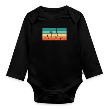 Bûcheron vintage à battement de cœur - Body Bébé bio manches longues - noir - Devant