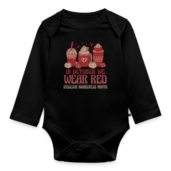 October Wear Red Dyslexia Awareness Month - Organic Longsleeve Baby Bodysuit - black - Front