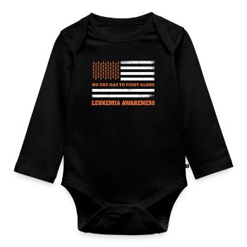 September Orange Ribbon Leukemia Cancer Awareness - Organic Longsleeve Baby Bodysuit - black - Front