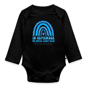 September Light Blue Prostate Cancer Awareness - Organic Longsleeve Baby Bodysuit - black - Front