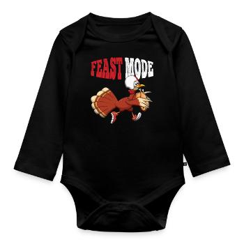 Rugby Turkey Feast Football Fan Thanksgiving - Organic Longsleeve Baby Bodysuit - black - Front