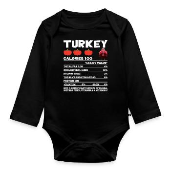 Drôle de contenu nutritionnel de la dinde Thanksgiving - Body Bébé bio manches longues - noir - Devant
