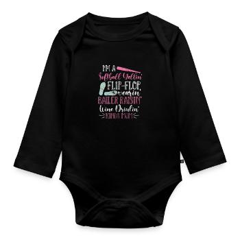 Mère de softball - Body Bébé bio manches longues - noir - Devant