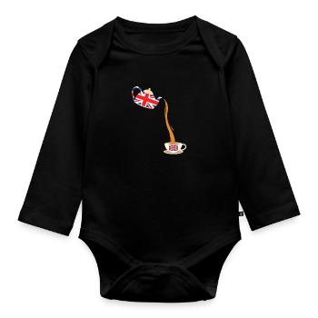 United Kingdom UK England Grossbritannien Geschenk - Baby Bio-Langarm-Body - Schwarz - Vorne