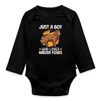 Boy of the Harz foxes loves herding fox - Organic Longsleeve Baby Bodysuit - black - Front