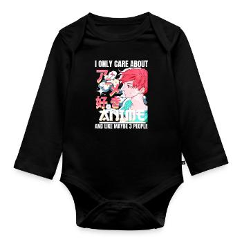 Anime Boy Ich kümmere mich nur um Anime und mag vielleicht 3 - Baby Bio-Langarm-Body - Schwarz - Vorne