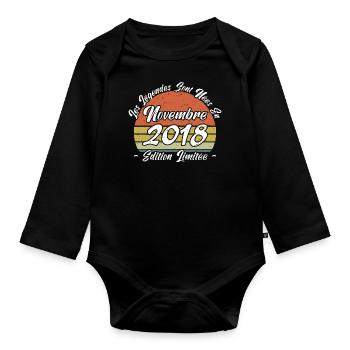Les légendes sont nées en Novembre 2018 Cadeau. - Body Bébé bio manches longues - noir - Devant