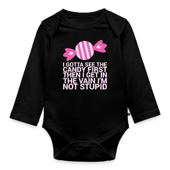Ich Muss Den Ersten Lustigen Humor Für Erwachsene - Baby Bio-Langarm-Body - Schwarz - Vorne