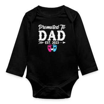 Vater 2023 - Papa 2023 - Papa werden Schwanger - Baby Bio-Langarm-Body - Schwarz - Vorne