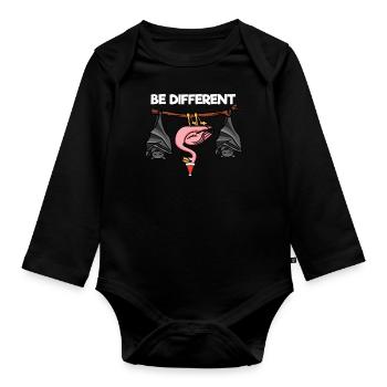 Be Different Flamingo Fledermaus Weihnachtsmann - Baby Bio-Langarm-Body - Schwarz - Vorne
