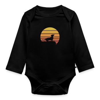 Dachshund Dog Dogs Dachshund Teckel Gift - Organic Longsleeve Baby Bodysuit - black - Front