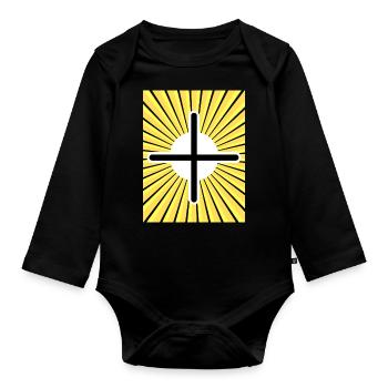 Croix d’or - Body Bébé bio manches longues - noir - Devant