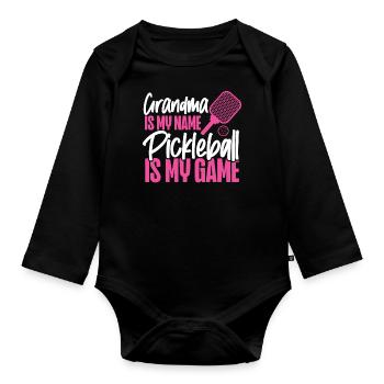 Pickleball Grandma Grandma Is My - Baby Bio-Langarm-Body - Schwarz - Vorne