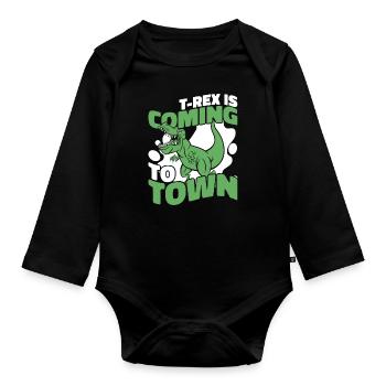 Dinosaur T Rex - Organic Longsleeve Baby Bodysuit - black - Front