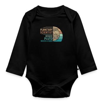 Vintage Planetary Science Astronomy For A Planet - Organic Longsleeve Baby Bodysuit - black - Front