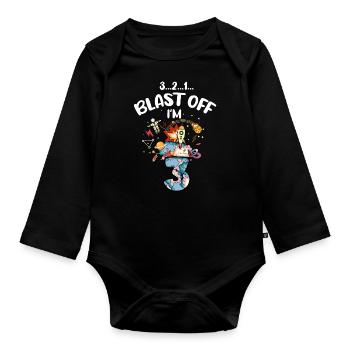 Blast Off J’ai 3 ans, 3ème anniversaire - Body Bébé bio manches longues - noir - Devant
