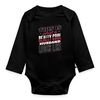 Husband Spouse Family Wedding - Organic Longsleeve Baby Bodysuit - black - Front