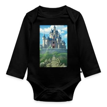 Schloss Burg Festung Architektur Landschaft - Baby Bio-Langarm-Body - Schwarz - Vorne