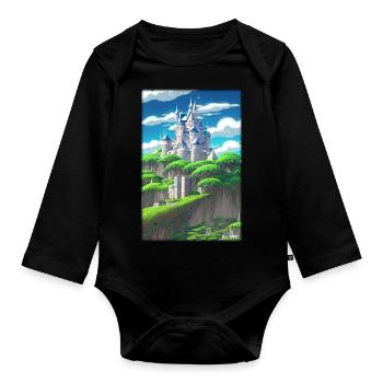Schloss Burg Festung Architektur Landschaft - Baby Bio-Langarm-Body - Schwarz - Vorne
