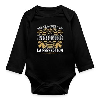 Le Meilleur Infirmier | Infirmier à la perfection - Body Bébé bio manches longues - noir - Devant