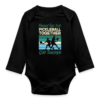 Pickleball Buddies Rétro Vintage - Body Bébé bio manches longues - noir - Devant